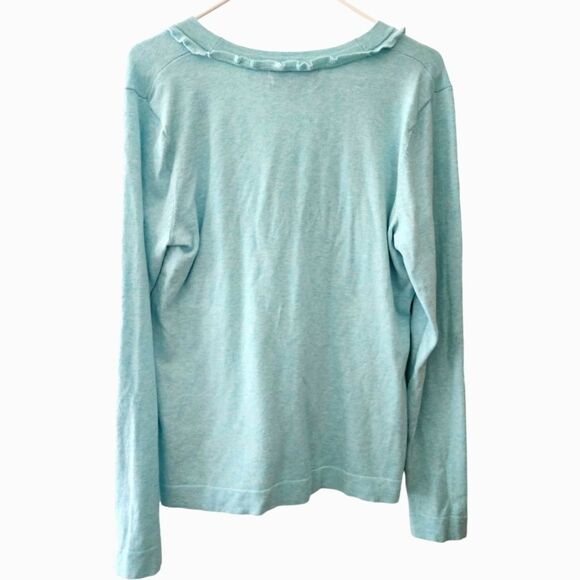 Vineyard Vines Ruffle Cardigan Aqua Blue Women Size L - Picture 2 of 9